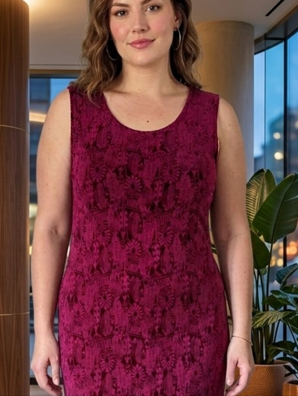 R&M Richards Wine Lace Maxi Dress